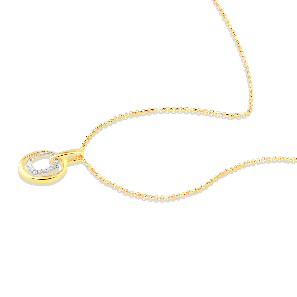 Collier or 750 jaune diamants 42cm - vue D1