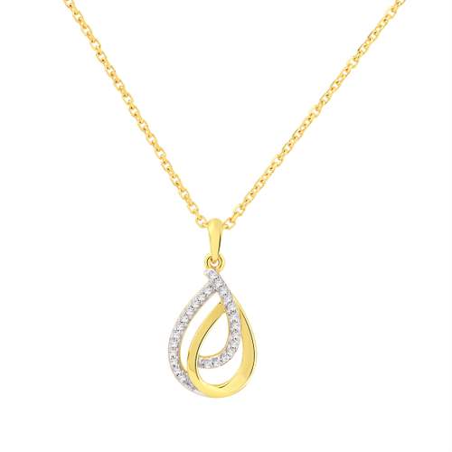 Collier or 750 jaune diamants 0.07 ct 42cm