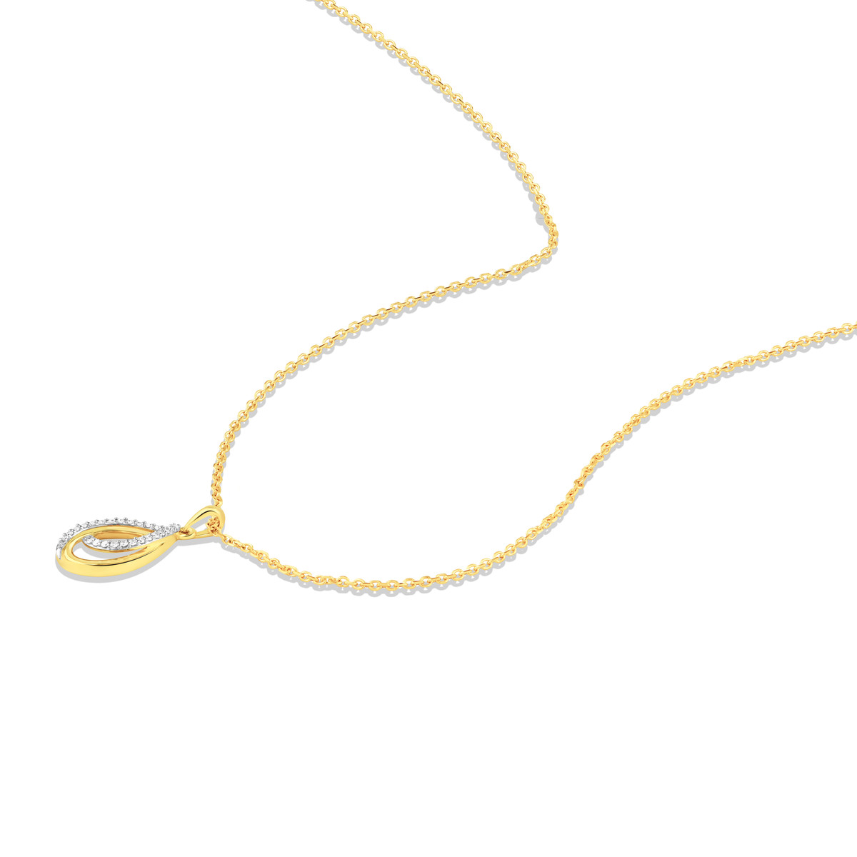 Collier or 750 jaune diamants 42cm - vue D1