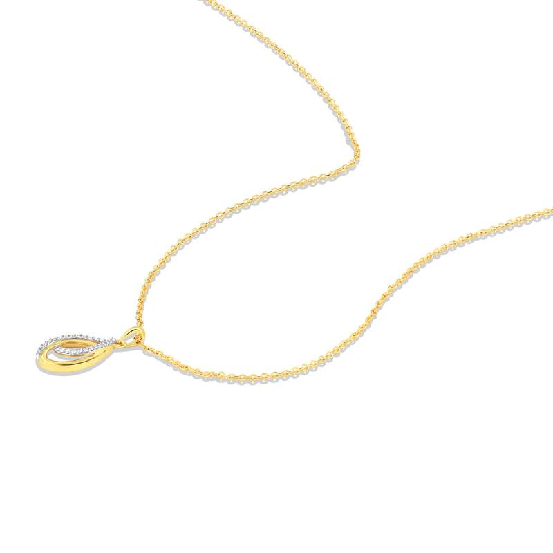 750 yellow gold necklace with 0.07 ct diamonds, 42 cm - view D1
