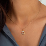 Collier or 750 jaune diamants 42cm - vue porté 1