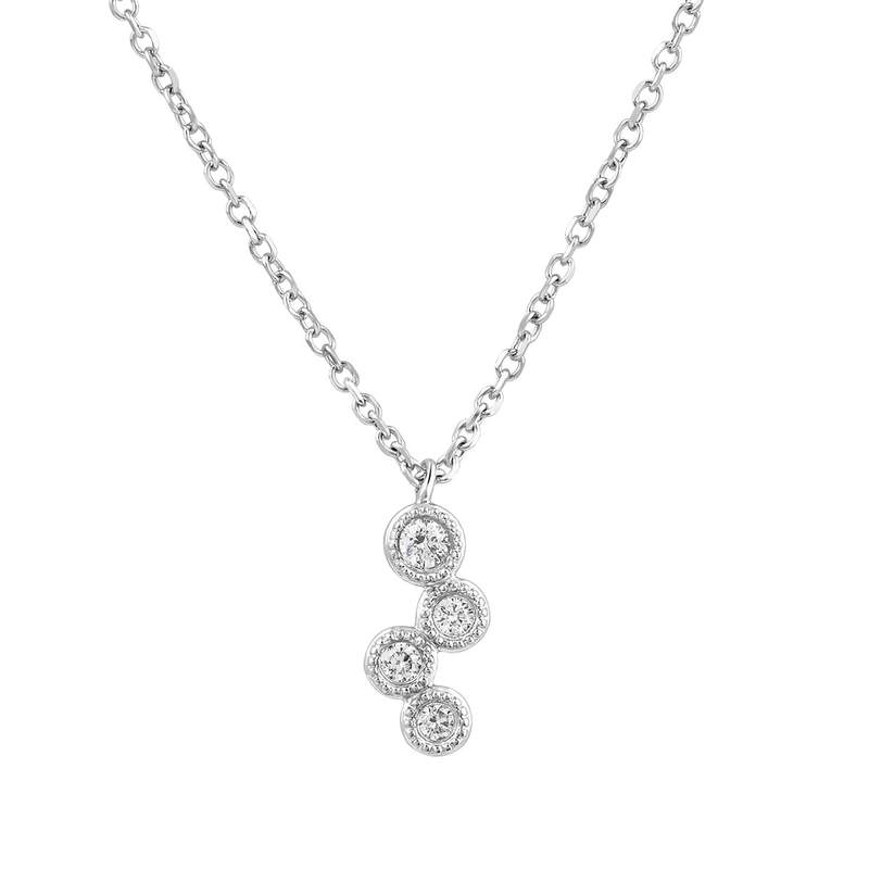 Collier or 750 blanc diamants 42cm - vue 1
