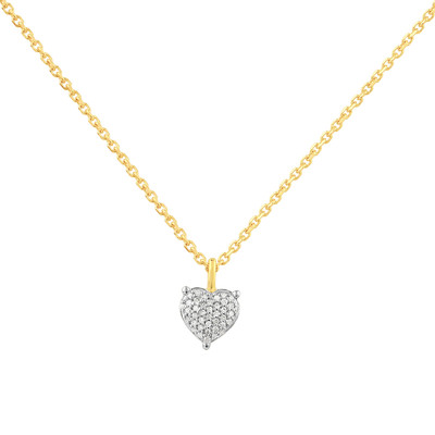 Collier or 750 2 tons diamants 42cm motif coeur - vue 1