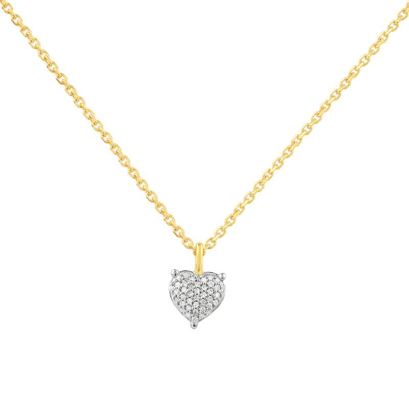 Collier or 750 2 tons diamants 42cm motif coeur - vue 1