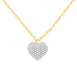 Collier or 750 2 tons diamants 42cm motif coeur - vue 1