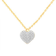 Collier or 750 2 tons diamants 42cm motif coeur