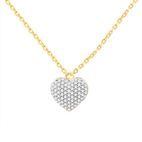 Necklace gold 750 2 tone diamonds 42cm heart design