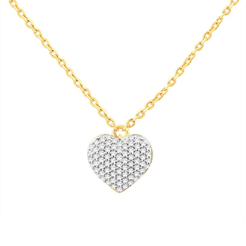 Collier or 750 2 tons diamants 42cm motif coeur - vue 1