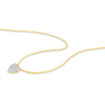 Collier or 750 2 tons diamants 42cm motif coeur