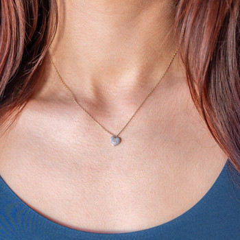 Collier or 750 2 tons diamants 42cm motif coeur