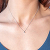 Collier or 750 blanc diamants 42cm - vue Vporté 1
