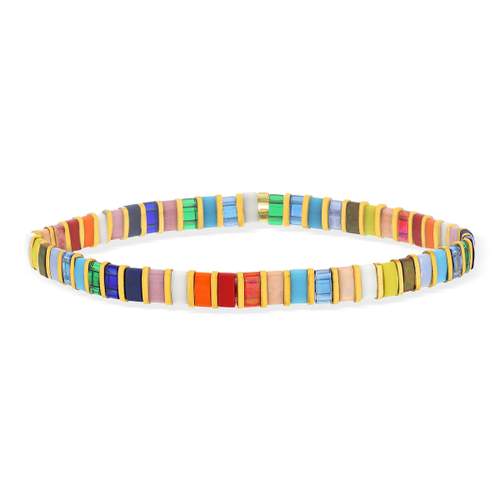 Elastic bracelet Japanese beads MIYUKI enamelled glass multicolor 17cm