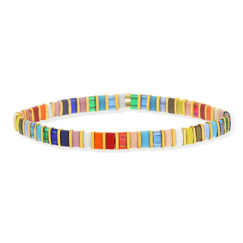 Bracelet élastiques perles japonaises MIYUKI en verre émaillé multicolore 17cm - vue 1