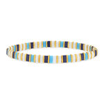 Bracelet élastiques perles japonaises MIYUKI en verre émaillé ton bleu blanc et doré 17cm - vue 1