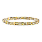 Bracelet élastiques perles japonaises MIYUKI en verre émaillé ton jaune blanc et doré 17cm - vue 1