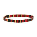 Bracelet élastiques perles japonaises MIYUKI en verre émaillé ton rouge noir et doré 17cm - vue 1