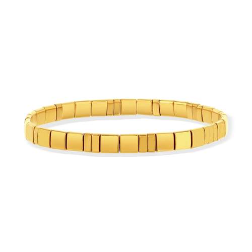Elastic bracelet Japanese beads MIYUKI in gold tone enamelled glass 17cm