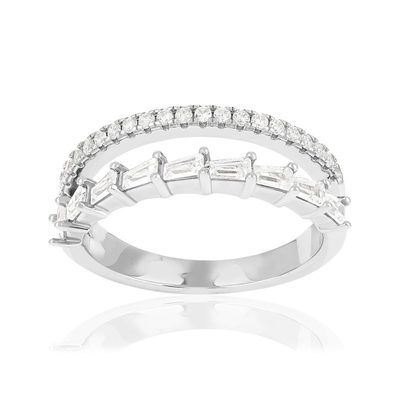 Bague argent 925 et zirconias - vue 1