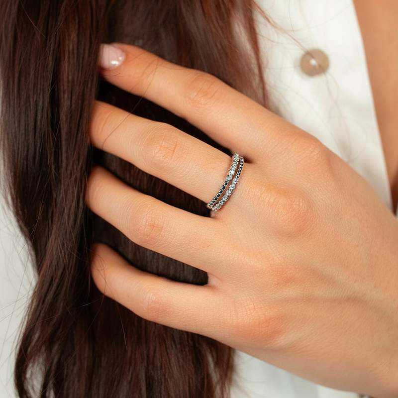925 silver and zirconia ring - vue porté 1