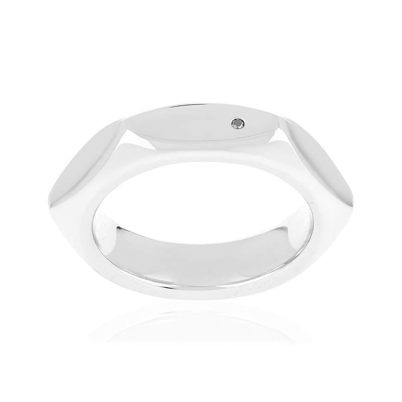 Ring van 925 zilver met een bewerkte zwarte diamant - afbeelding 1