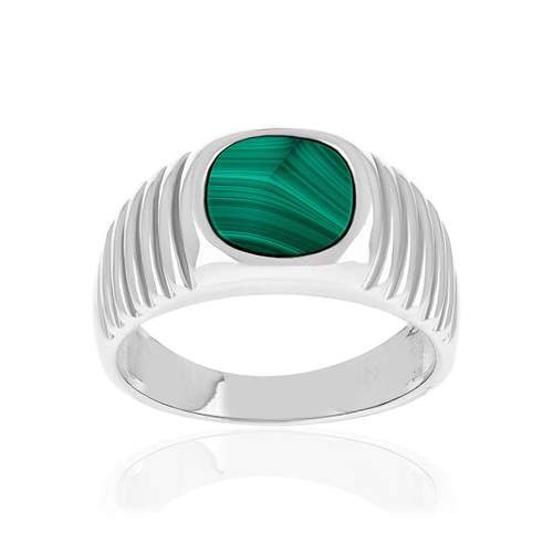 Chevalière argent 925 malachite