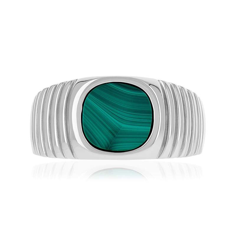 Chevalière argent 925 malachite - vue 3
