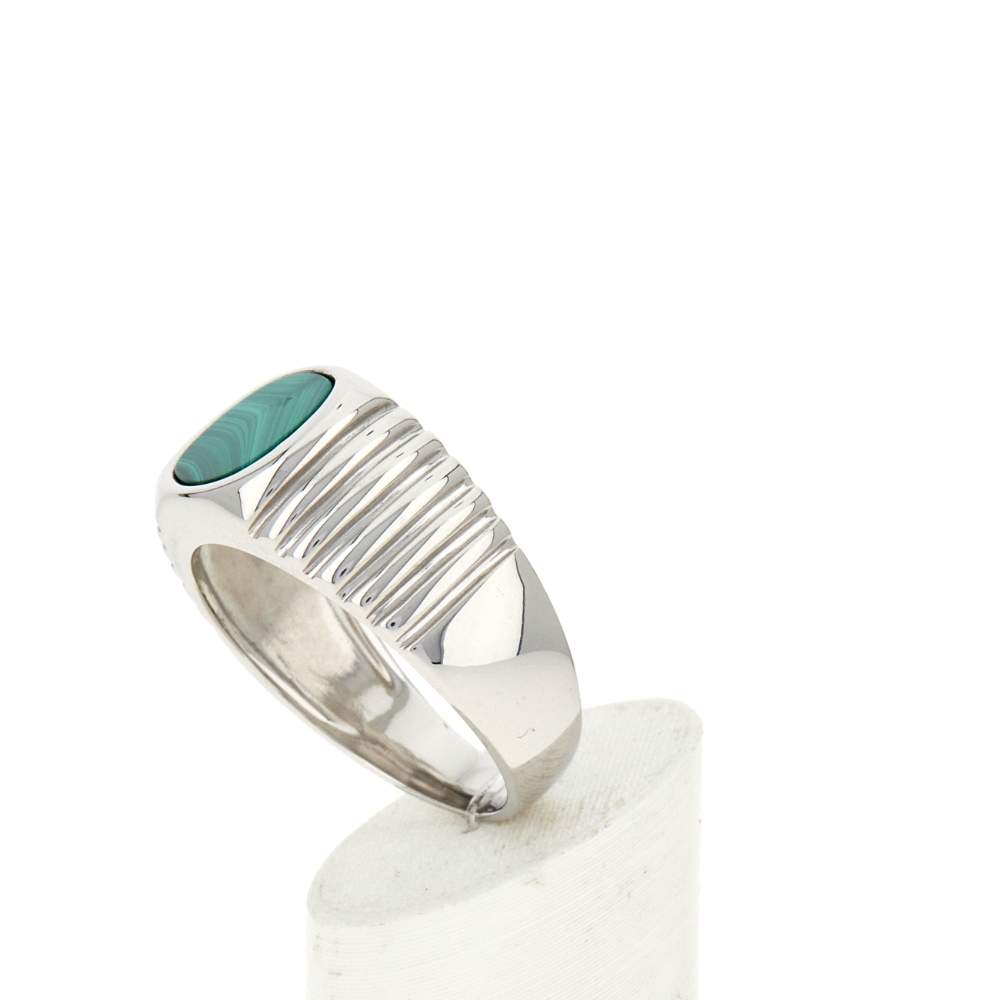 Chevalière argent 925 malachite - vue 5