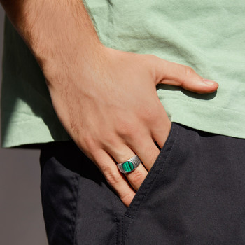 Chevalière argent 925 malachite