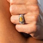 Chevalière argent 925 oeil de tigre - vue porté 1