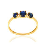 Bague or 750 jaune saphirs et diamants - vue 1