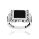 Bague argent 925 agate noire - vue 1