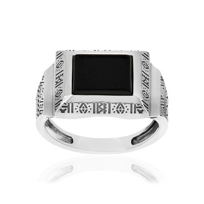Bague argent 925 agate noire