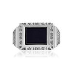 Bague argent 925 agate noire - vue 3