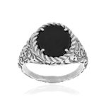 Bague argent 925 agate noire - vue 1