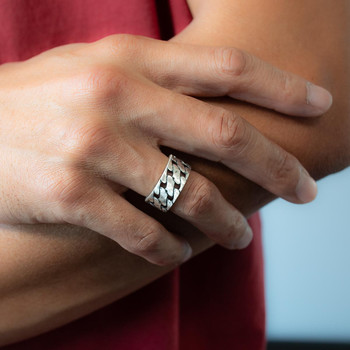 Bague argent 925 vieilli