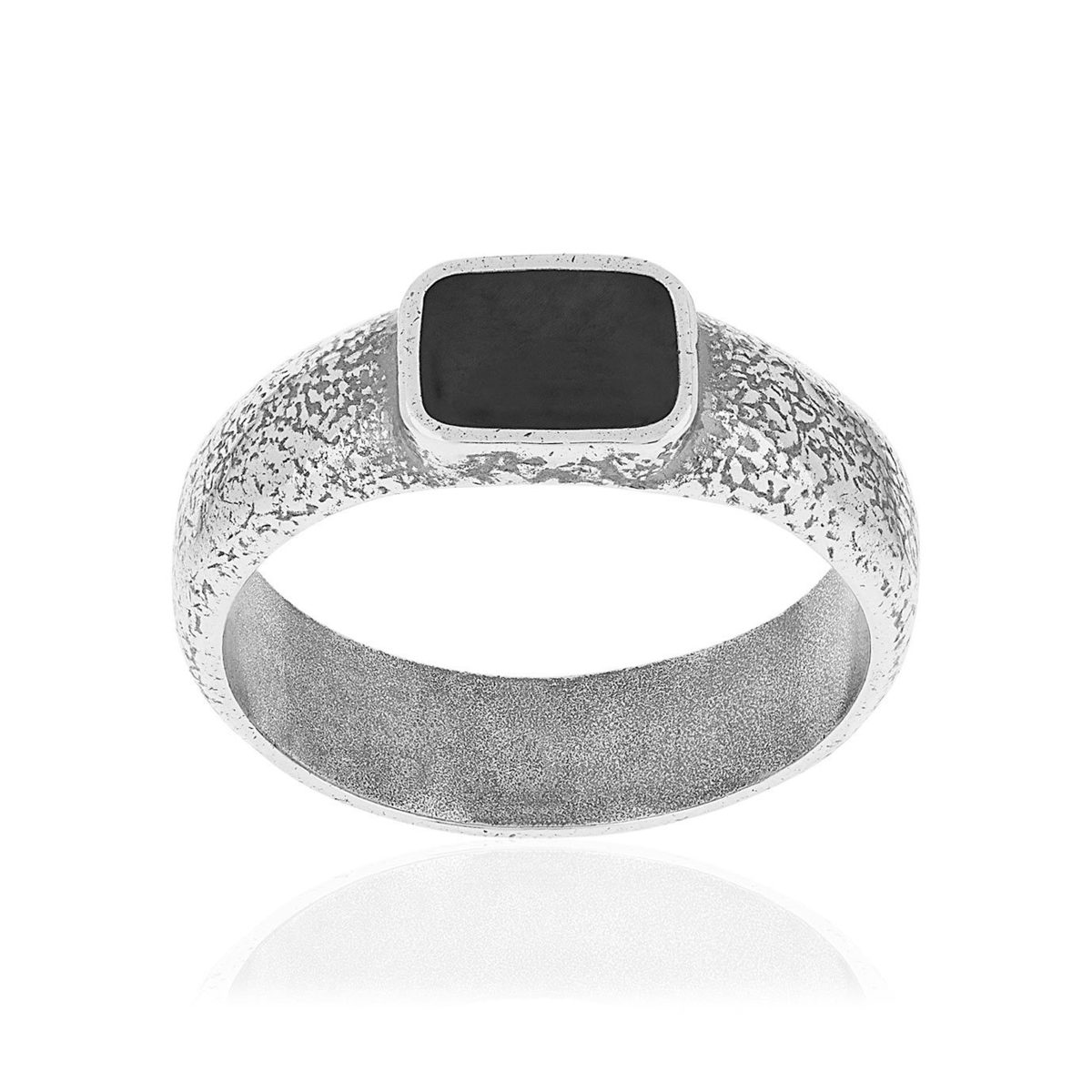 Bague argent 925 pierre synthétique noire