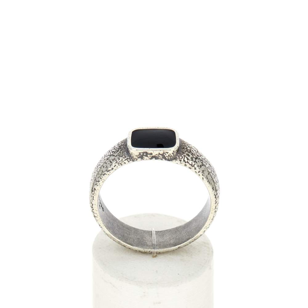 Bague argent 925 pierre synthétique noire - vue 1