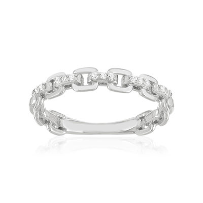 Bague argent 925 rhodié zirconias - vue 1