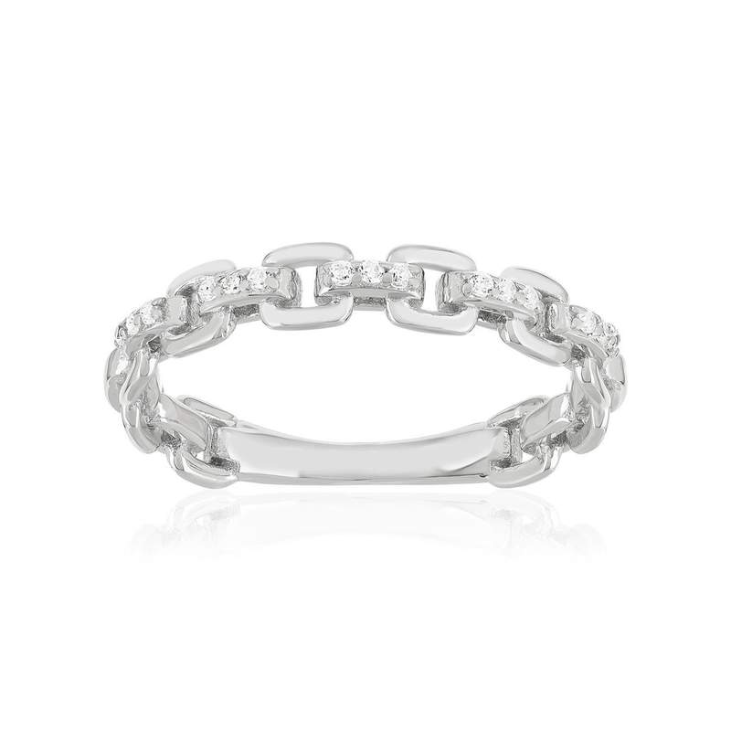Bague argent 925 rhodié zirconias - vue 1