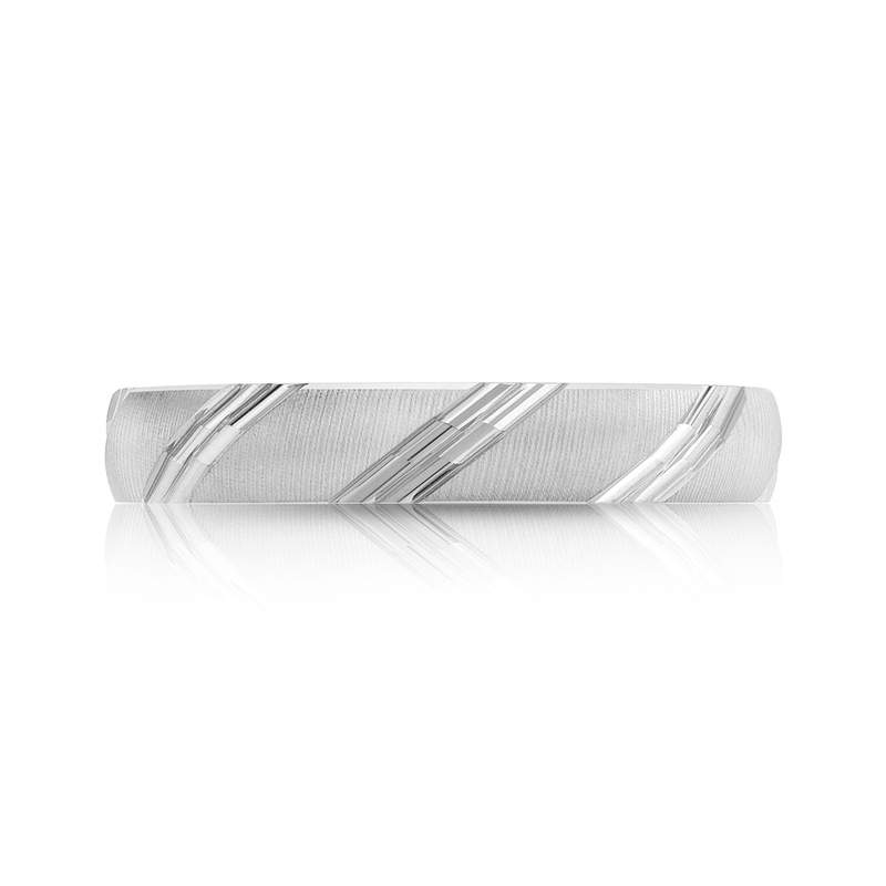 Alliance or 750 blanc satiné et facetté 4 mm - vue 3