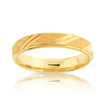 Alliance or 750 jaune satiné et facetté 4 mm - vue 1