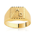 Chevalière or 750 jaune carrée 2 initiales - vue 1