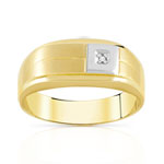 Chevaliere or 750 2 tons diamant - vue 1