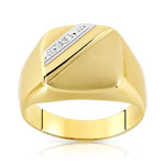 Chevaliere or 750 2 tons carrée diamant - vue 1