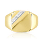 Chevaliere or 750 2 tons carrée diamant - vue 3