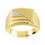 Chevaliere or 750 2 tons rectangle diamant - vue 1