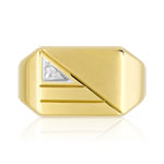 Chevaliere or 750 2 tons rectangle diamant - vue 3