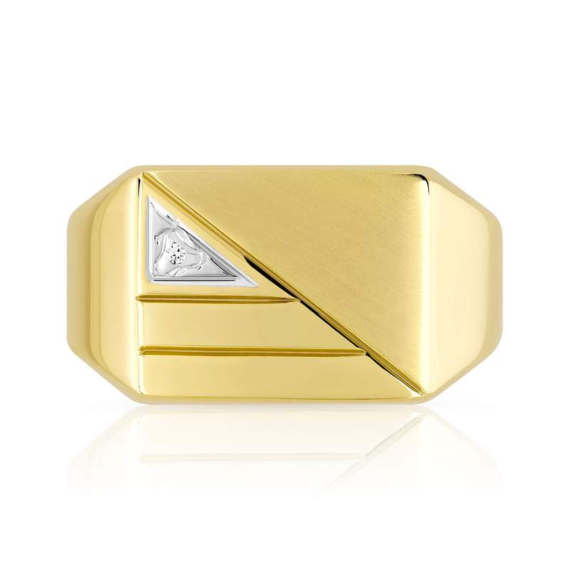 Chevaliere or 750 2 tons rectangle diamant - vue 3