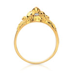 Chevalière or 750 jaune tête de lion rubis et diamant - vue 2