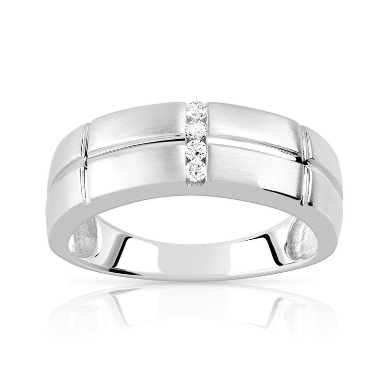 Chevaliere or 750 blanc diamant - vue 1